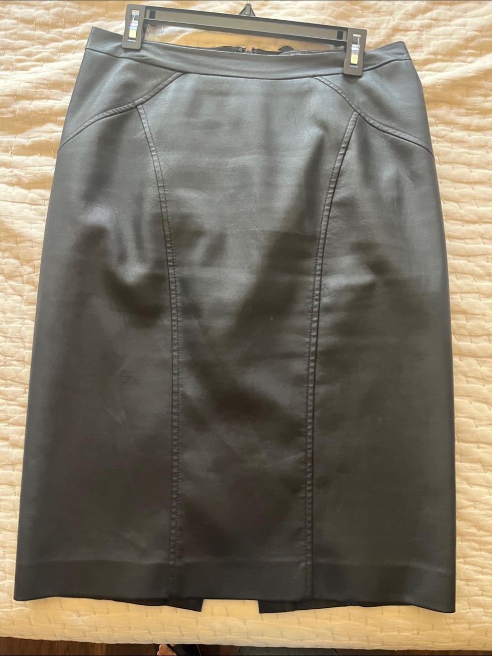 BCBGMaxAzria Black Faux Leather Panel Pencil Skirt
